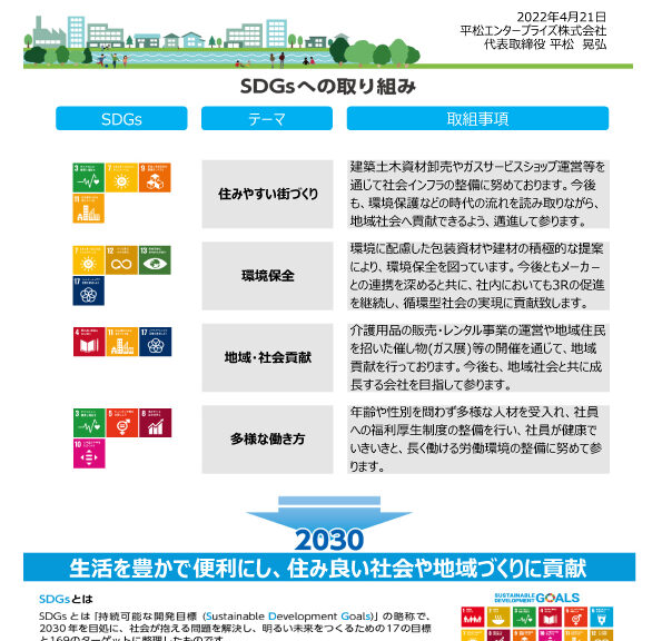 平松エンタープライズ株式会社 SDGs宣言
